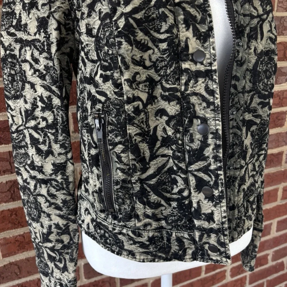 Free People Black Floral Jacquard Moto Jacket 4 Fairy Goth Follow the‎ Flock